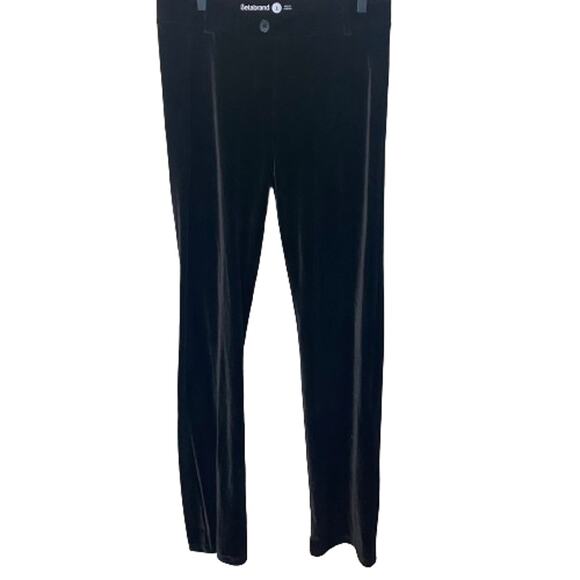 Betabrand Velvet Yoga Dress Pants Straight Leg Black Pull On Pant Sz L - Picture 1 of 6